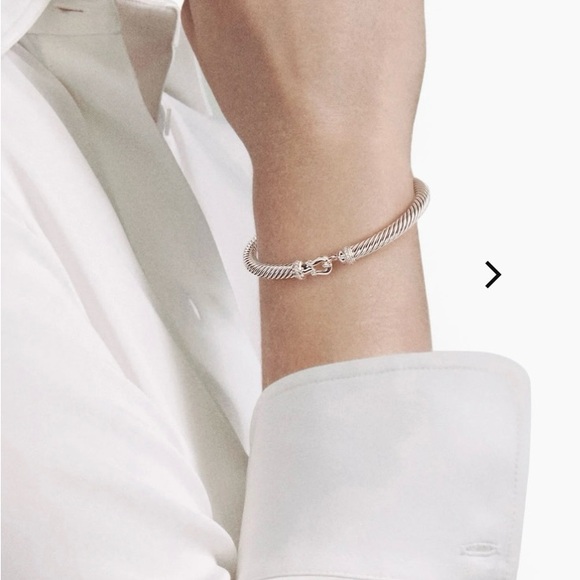David Yurman Diamond Buckle Classic Cable Bracelet 5mm - Sterling Silver - Picture 3 of 14